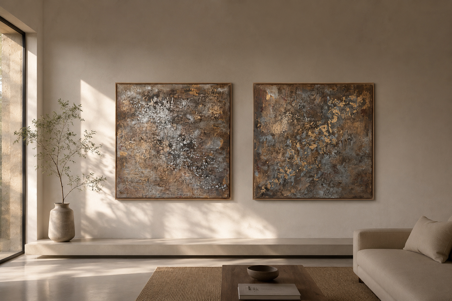 MEMENTO SET OF 2, 100 x 100 cm each